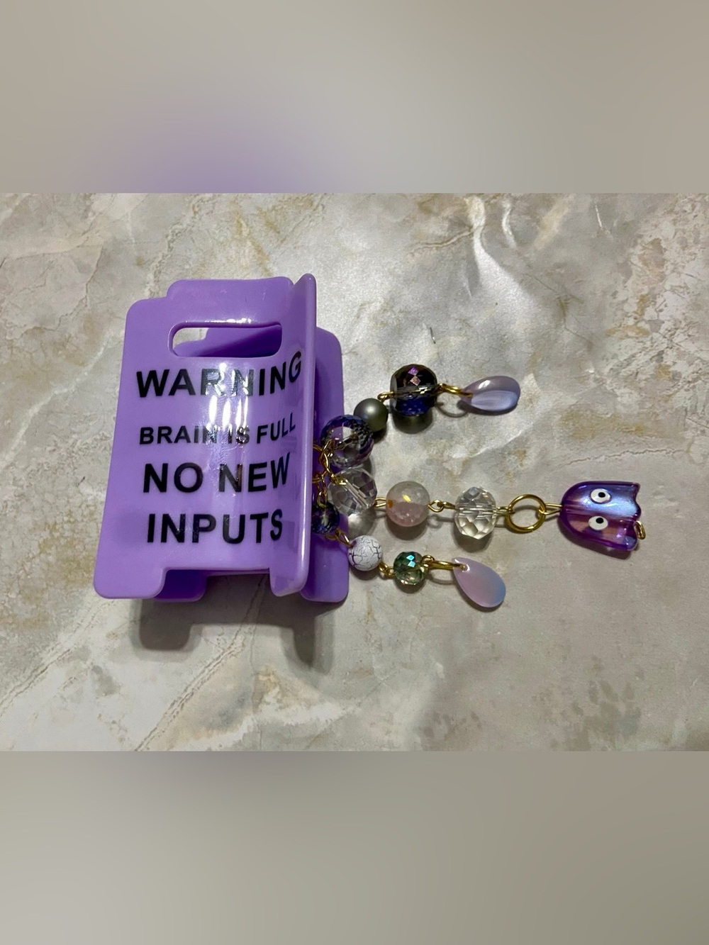 Hand Crafted Purple Beaded Hair Clip with Charms